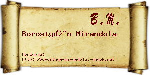 Borostyán Mirandola névjegykártya
